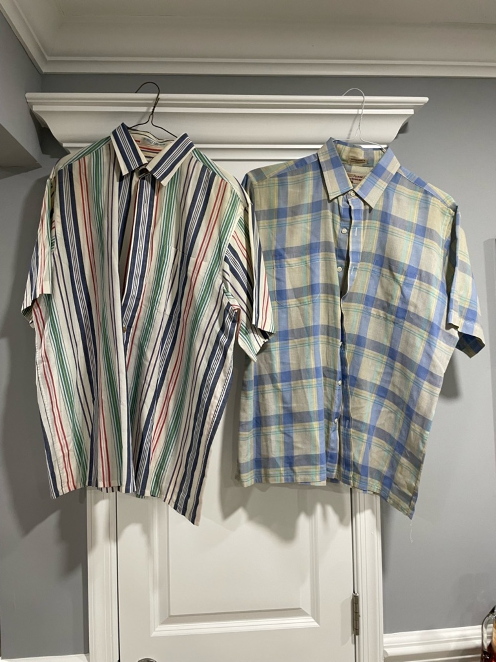 Arrow Multicolor Vertical Stripe & Blue Plaid Short-Sleeve Shirts - 2-Pack